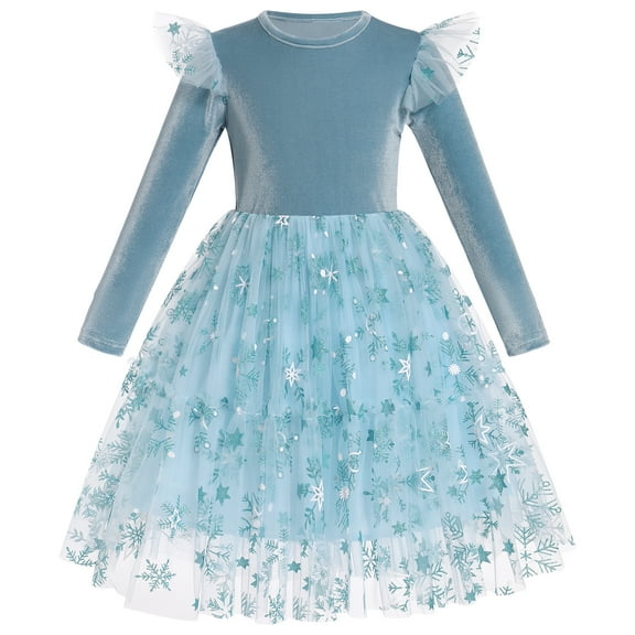 IDOPIP Toddler Girls Velvet Tutu Dress Sparkle Star Sequins Tulle Christmas Party Fall Winter Dresses