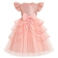 thumbnail image 1 of IDOPIP Toddler Kids Girls Sequin Star Tutu Dress Ruffle Sparkle Tulle Wedding Party Princess Dress, 1 of 8