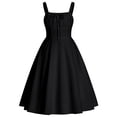 thumbnail image 1 of IDOPIP Tween Girls Long Corset Dress for Middle School Dance Party Summer Vacation Sundresses Holiday Junior Dresses Teen Smocked Homecoming Prom Dress 15-16 Years Black, 1 of 3
