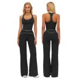 thumbnail image 1 of IDOPIP Two Piece Workout Sets for Women Racerback Compression Contrast Tank Top Matching High Waist Wide Leg Yoga Jogger Tummy Control Bell Bottom Flare Pants Pilates Running Outfits, 1 of 6
