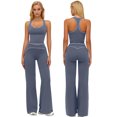 thumbnail image 1 of IDOPIP Two Piece Workout Sets for Women Racerback Compression Contrast Tank Top Matching High Waist Wide Leg Yoga Jogger Tummy Control Bell Bottom Flare Pants Pilates Running Outfits, 1 of 6