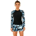thumbnail image 1 of IDOPIP Women 2 PC Rash Guard Long Sleeve Swimsuits Swim Shirt with Shorts Set Surf Bathing Suits, 1 of 7