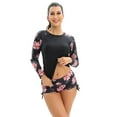 thumbnail image 1 of IDOPIP Women 2 PC Rash Guard Long Sleeve Swimsuits Swim Shirt with Shorts Set Surf Bathing Suits, 1 of 8