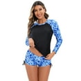 thumbnail image 1 of IDOPIP Women 2 PC Rash Guard Long Sleeve Swimsuits Swim Shirt with Shorts Set Surf Bathing Suits, 1 of 8