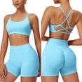 thumbnail image 1 of IDOPIP Women 2 Piece Seamless Backless Yoga Sets High Waist Shorts and Sports Bra Gym Athletic Clothing Outfits, 1 of 7