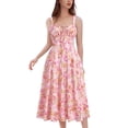 thumbnail image 1 of IDOPIP Women Floral Corset Spaghetti Strap Casual Sundress 2026 Summer Boho Flowy Midi Slit Dress, 1 of 10