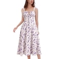 thumbnail image 1 of IDOPIP Women Floral Corset Spaghetti Strap Casual Sundress 2026 Summer Square Neck Boho Flowy Midi Slit Dress, 1 of 10