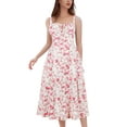 thumbnail image 1 of IDOPIP Women Floral Midi Corset Dress Boho Flowy Slit Lace Up Dresses Going Out A Line Casual Sundress, 1 of 7