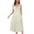 thumbnail image 1 of IDOPIP Women Floral Midi Corset Dress Boho Flowy Slit Lace Up Dresses Going Out A Line Casual Sundress, 1 of 7