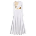 thumbnail image 1 of IDOPIP Women Metallic Bi Color Praise Dance Dress Long Sleeve Lyrical Dancewear Worship Robe Dress, 1 of 5