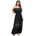 thumbnail image 1 of IDOPIP Women Mexican Dress Off Shoulder Floral Embroidered Long Maxi Dress Traditional Fiesta Dresses, 1 of 9