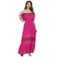 thumbnail image 1 of IDOPIP Women Mexican Dress Off Shoulder Floral Embroidered Long Maxi Dress Traditional Fiesta Dresses, 1 of 8