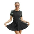 thumbnail image 1 of IDOPIP Women Short Sleeve One Piece Rash Guard Modest Swimsuits Dress Zipper Bathing Suit Skirt with Short, 1 of 7