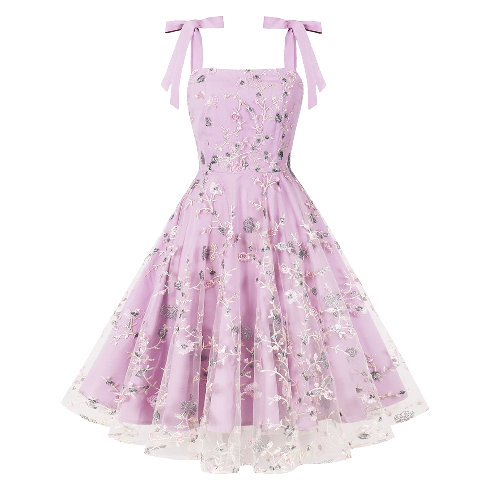 Women Spaghetti Strap Floral Lace Bridesmaid Cocktail Party Dress Wedding Guest Prom Dress