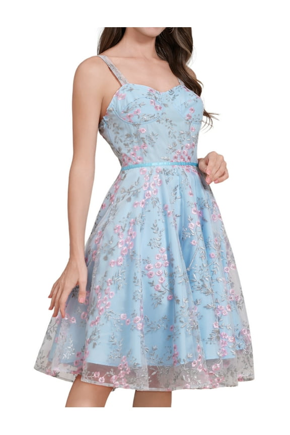 Women Spaghetti Strap Floral Lace Bridesmaid Cocktail Party Dress Wedding Guest Prom Dress