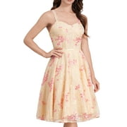 IDOPIP Women Spaghetti Strap Floral Lace Bridesmaid Cocktail Party Dress Wedding Guest Prom Dress