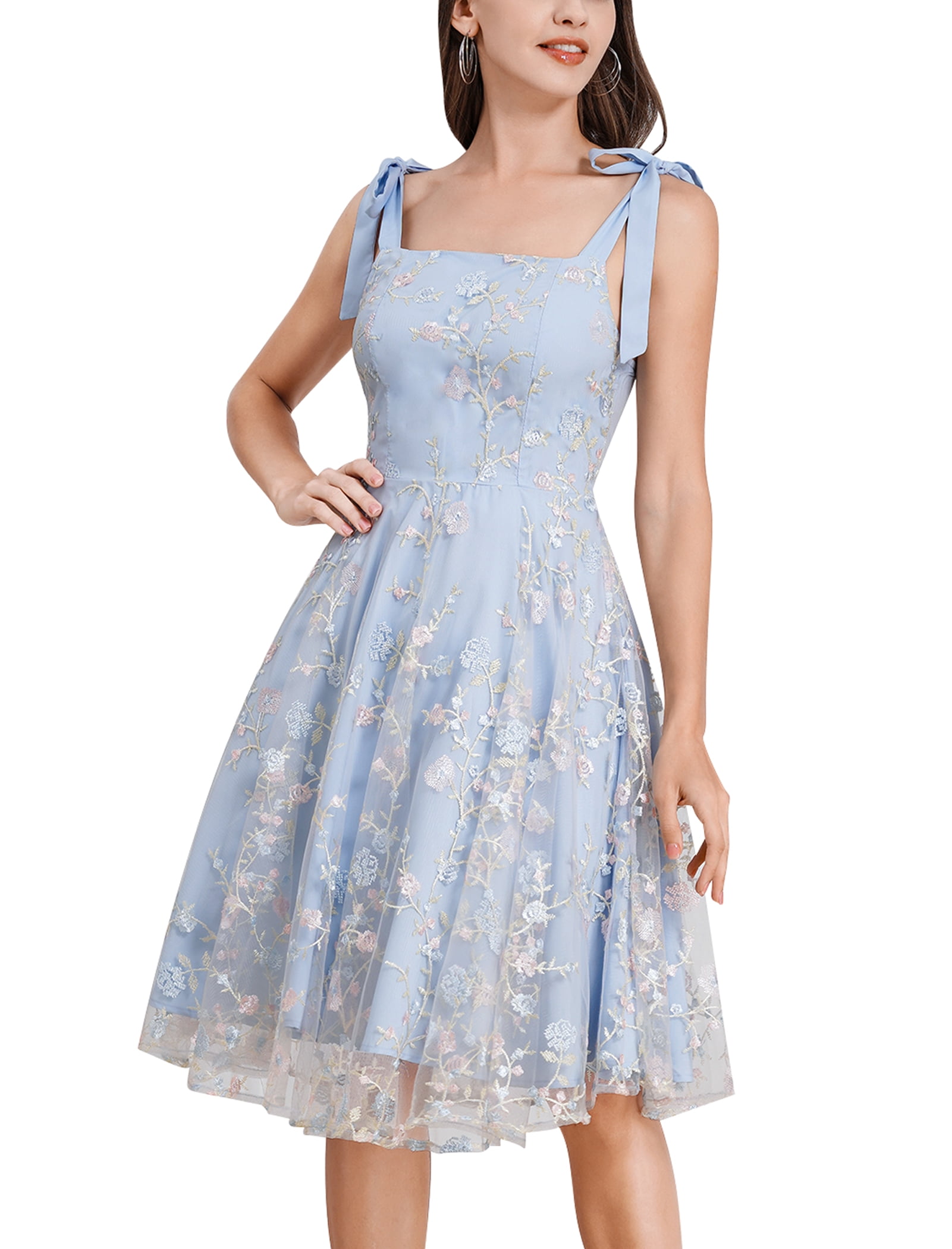 blue tulle wedding guest dress Suzhoufashion Pleated Tulle V Neck Black Blue Wedding Guest Dress Long Formal Dress main image 1