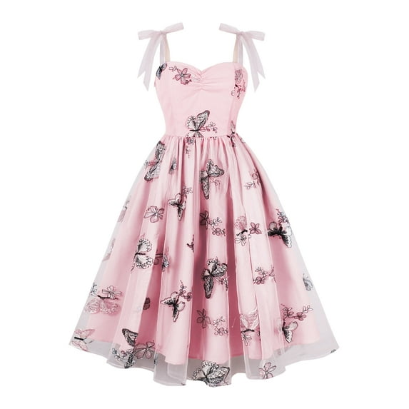 IDOPIP Women Spaghetti Strap Floral Lace Bridesmaid Cocktail Party Dress Wedding Guest Prom Dress