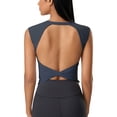 thumbnail image 1 of IDOPIP Women Twist Back Workout Top with Built in Bra Cap Sleeve Pilates Yoga Crop Open Back Sports Top Athletic Gym Tight Shirt, 1 of 7