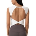 thumbnail image 1 of IDOPIP Women Twist Back Workout Top with Built in Bra Cap Sleeve Pilates Yoga Crop Open Back Sports Top Athletic Gym Tight Shirt, 1 of 7