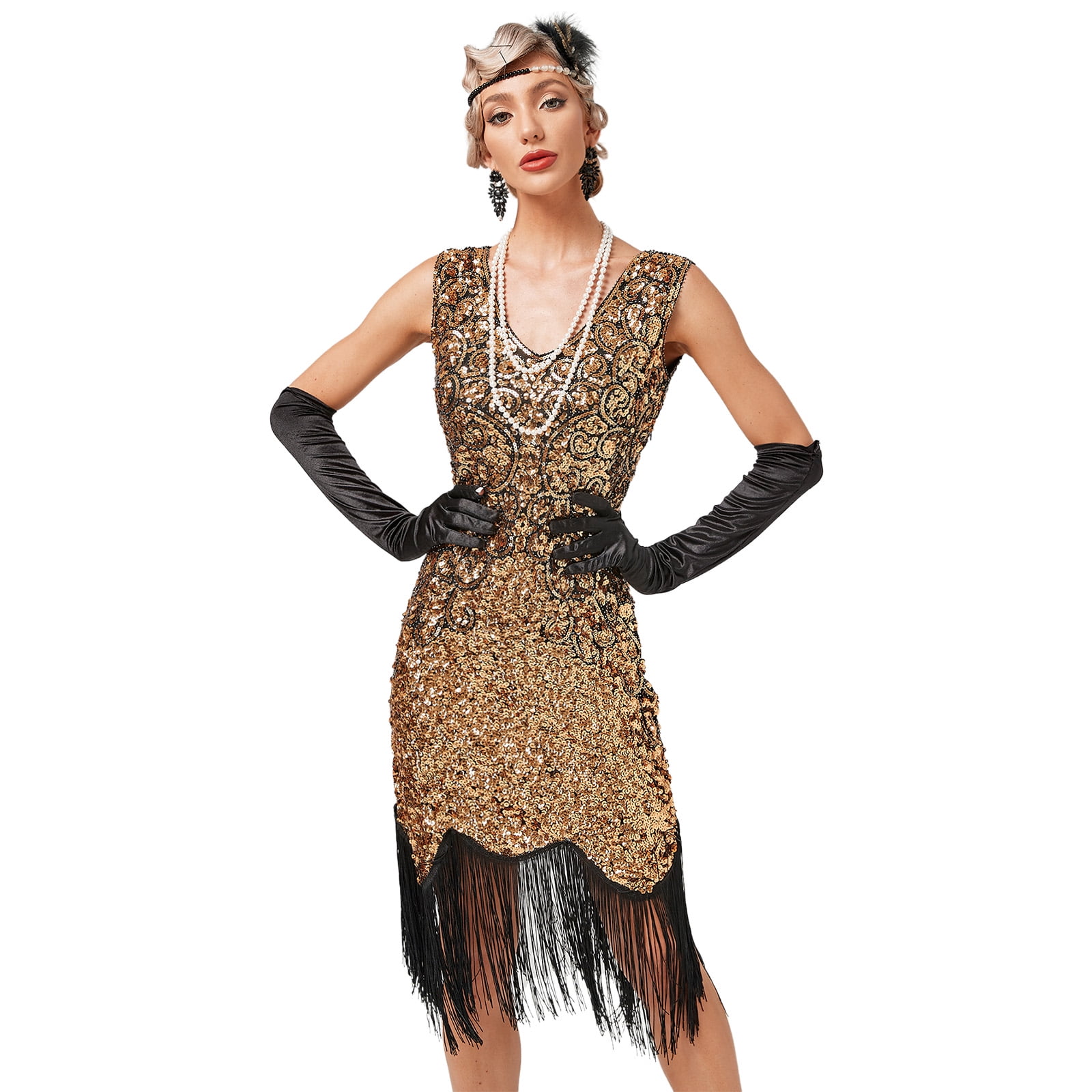 IDOPIP Women’s 1920s Flapper Dress Vintage Gatsby Sequins Fringe Dress ...