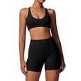 thumbnail image 1 of IDOPIP Women's 2 Piece Yoga Sets with Seamless Sports Bra and High Waist Shorts for Workout & Gym M Black, 1 of 9