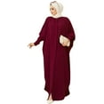 thumbnail image 1 of IDOPIP Women's Abaya Muslim Dresses Batwing Sleeve Henley Shirt Prayer Dress Middle East Arabian Robe, 1 of 3