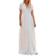 thumbnail image 1 of IDOPIP Women’s Casual Boho Floral Lace V-Neck Dress Embroidery Cocktail Maxi Dress Wedding Evening, 1 of 8