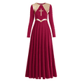 thumbnail image 1 of IDOPIP Women's Liturgical Praise Dance Dress Metallic Cross Lyrical Dancewear Robe Worship Costume, 1 of 7