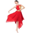 thumbnail image 1 of IDOPIP Women's Lyrical Dance Costume Sleeveless Cutout Metallic Patchwork Lyrical Dress XS Red, 1 of 7