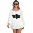 thumbnail image 1 of IDOPIP Women's Off Shoulder Wrap Tie Up Romper Short Sleeve Boho Backless Jumpsuit with Corest, 1 of 9