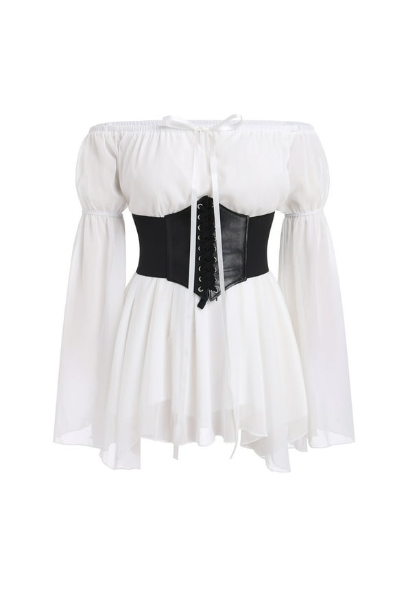 Women's Off Shoulder Wrap Tie Up Romper Short Sleeve Boho Backless Jumpsuit with Corest