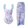 thumbnail image 1 of IDOPIP Women's One Piece Swimsuit with Beach Cover Up Wrap Skirt Floral Sexy Bikini Sets Bathing Suit, 1 of 7