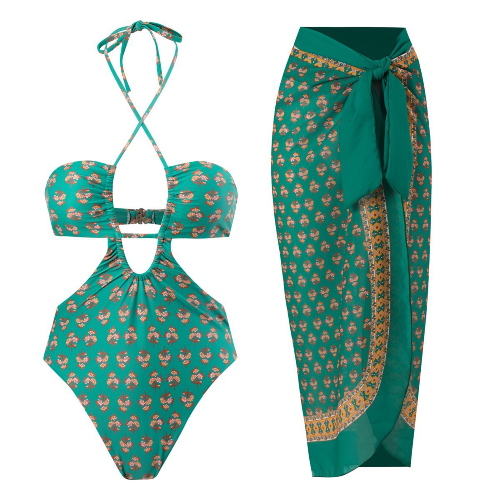 Women's Printed Wrap One-Piece Swimsuit
