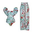 thumbnail image 1 of IDOPIP Women's One Piece Swimsuit with Matching Wrap Skirt Sarong Halter Floral Print Bikini Set Bathing Suits, 1 of 4