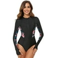 thumbnail image 1 of IDOPIP Women's One Piece Swimsuits Long Sleeve Rash Guard UV Protection Surfing Swimsuit Bathing Suit, 1 of 7