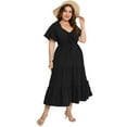 thumbnail image 1 of IDOPIP Women's Plus Size Summer Dress Sweetheart Neckline Short Sleeve Ruffle Hemline A Line Tiered Dress, 1 of 7