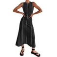 thumbnail image 1 of IDOPIP Women’s Sleeveless T Shirt Dress Summer Contrast Stitch Ribbed Knit Tank Maxi Dresses, 1 of 7
