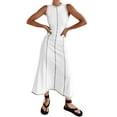 thumbnail image 1 of IDOPIP Women’s Sleeveless T Shirt Dress Summer Contrast Stitch Ribbed Knit Tank Maxi Dresses, 1 of 7