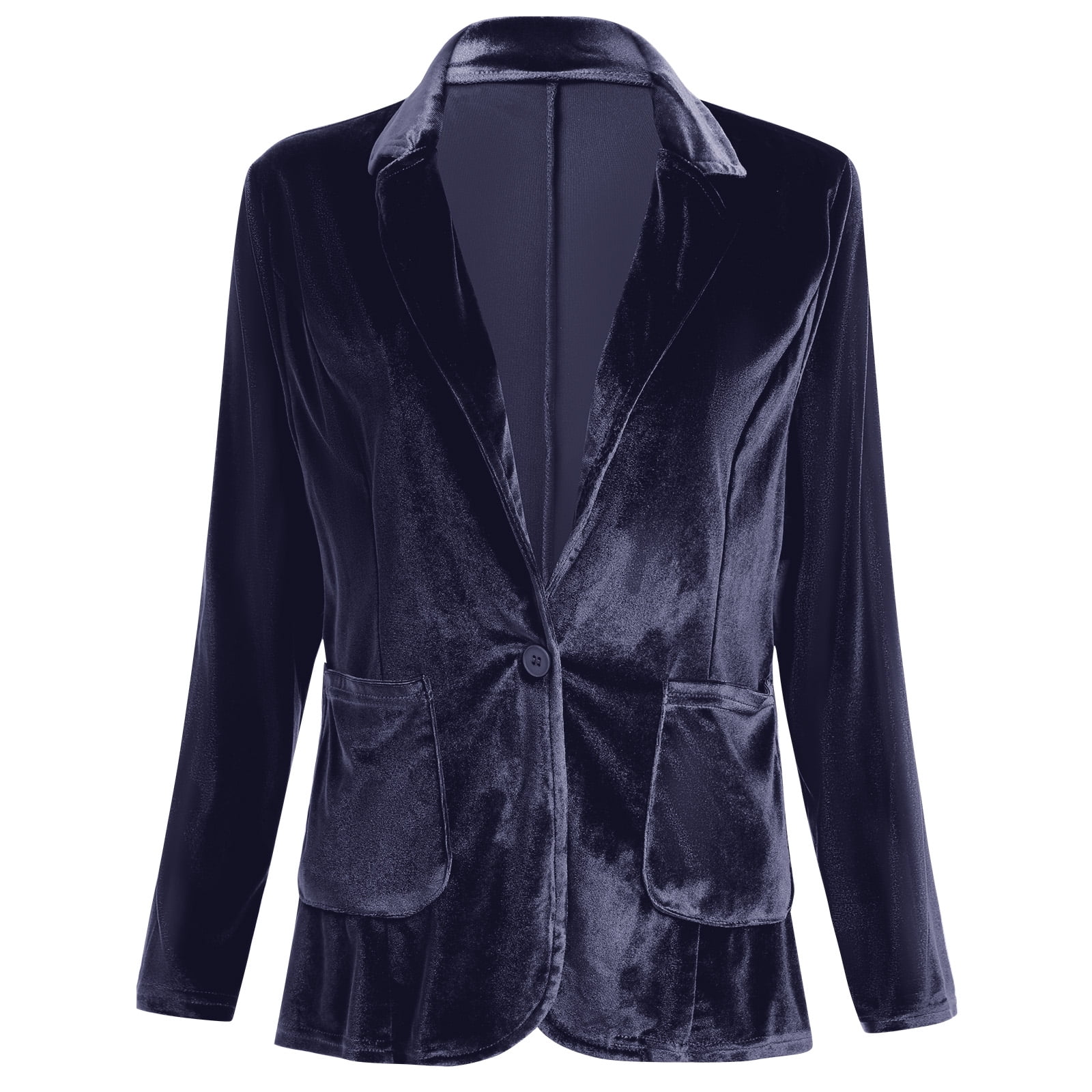 IDOPIP Women's Velvet Blazer Jacket Long Sleeve Open Front Cardigan ...