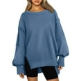 thumbnail image 1 of IDOPIP Womens Oversized Crewneck Sweatshirts Long Sleeve Side Slits Pullover Tops 2024 Fall Clothes, 1 of 5