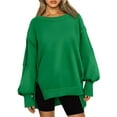 thumbnail image 1 of IDOPIP Womens Oversized Crewneck Sweatshirts Long Sleeve Side Slits Pullover Tops 2024 Fall Clothes, 1 of 5