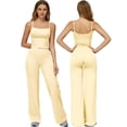 thumbnail image 1 of IDOPIP Womens Workout Sets 2 Piece Spaghetti Straps Square Neck Crop Top Straight Butt-lifting Leg Yoga Pants Pilates Outfits, 1 of 6