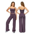 thumbnail image 1 of IDOPIP Womens Workout Sets 2 Piece Spaghetti Straps Square Neck Crop Top Straight Butt-lifting Leg Yoga Pants Pilates Outfits, 1 of 6