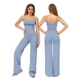 thumbnail image 1 of IDOPIP Womens Workout Sets 2 Piece Spaghetti Straps Square Neck Crop Top Straight Butt-lifting Leg Yoga Pants Pilates Outfits, 1 of 6