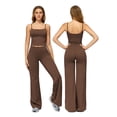 thumbnail image 1 of IDOPIP Womens Workout Sets 2 Piece Spaghetti Straps Square Neck Crop Top Straight Butt-lifting Leg Yoga Pants Pilates Outfits, 1 of 6