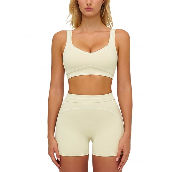 IDOPIP Womens Workout Sets Color Block Compression Sports Bra Matching High Waist Tummy Control Butt-Lifting Shorts 2 Piece Gym Yoga Pilates Running Outfits