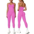 thumbnail image 1 of IDOPIP Workout Sets for Women Seamless Scunch Butt Lifting Impact Leggings Longline Strappy Halter Sports Bra Top 2 Piece Gym Active Outfits, 1 of 7