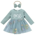 thumbnail image 1 of IDOPIP Baby Girl 1st Birthday Outfit Winter Pumpkin Snowflake Sparkle Sequins Tulle Romper Dress + Headband, 1 of 1