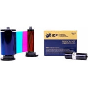 IDP SMART-31 and SMART-51 Series ID Card Printer Ribbon - YMCKO Full-Color, Resin Black and Overlay Panel Ribbon with Cleaning Roller, 250 Cards/roll